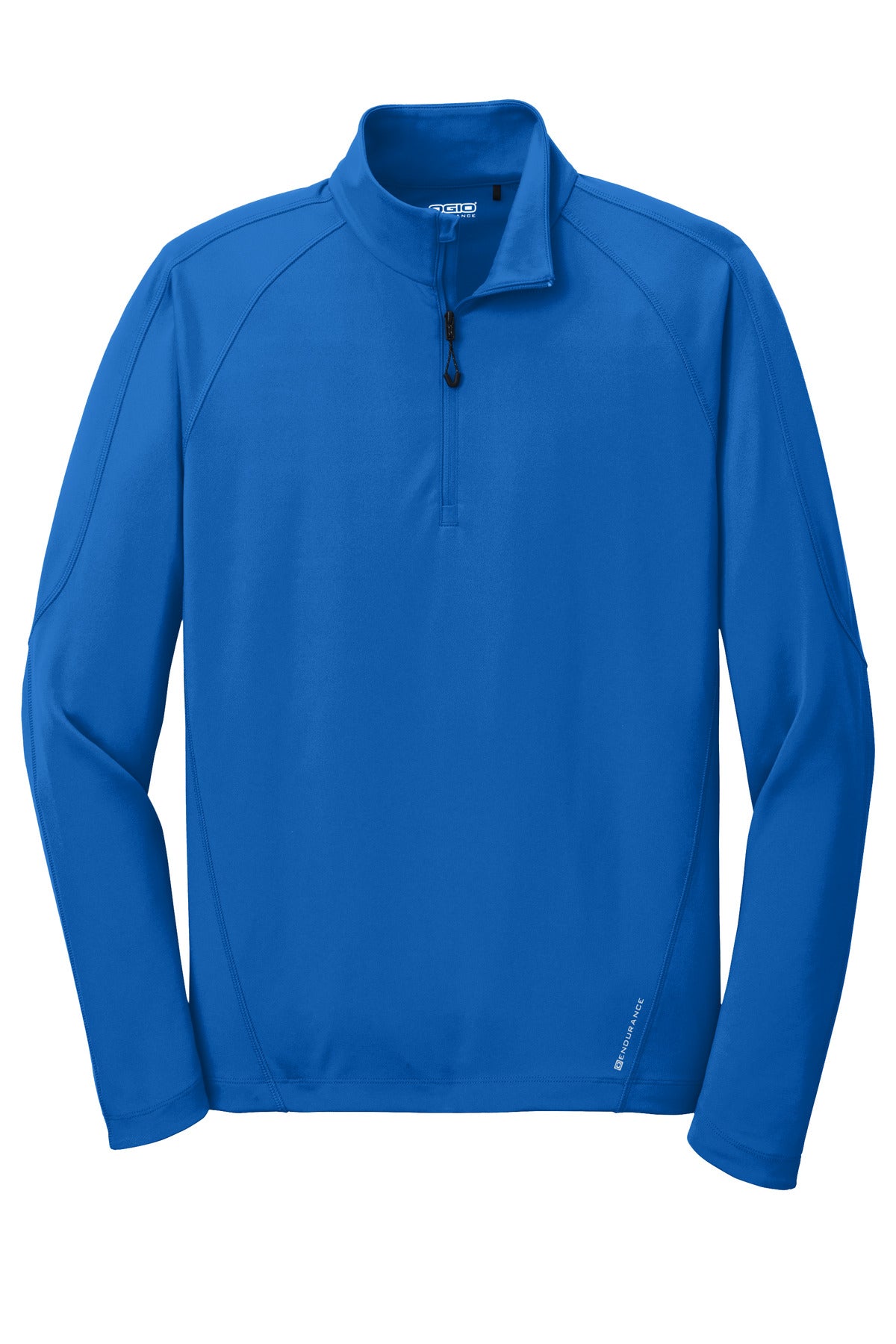 Front View of Electric Blue OGIO Radius 1/4-Zip. OE550 plain