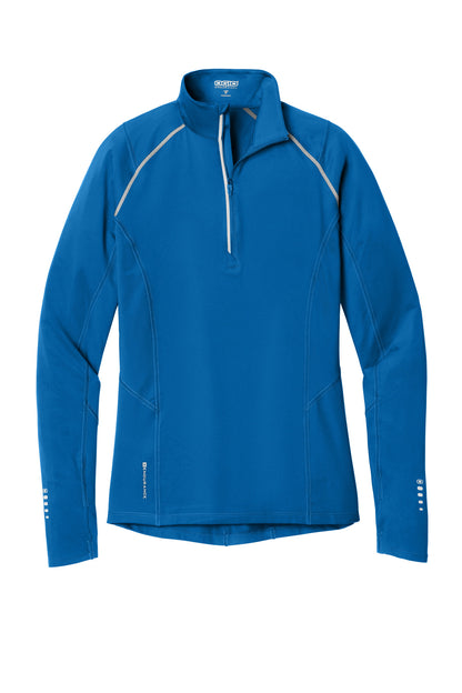 Front View of Electric Blue OGIO Women's Nexus 1/4-Zip Pullover. LOE335 plain