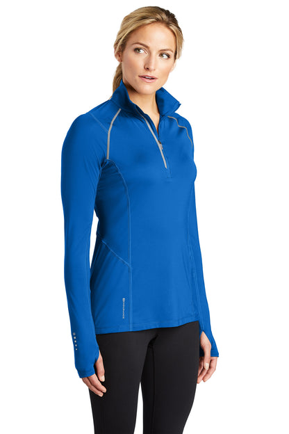 Front View of Electric Blue OGIO Women's Nexus 1/4-Zip Pullover. LOE335 plain