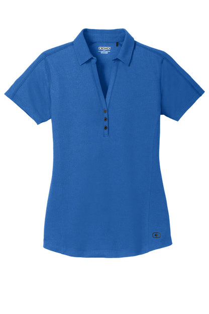 Front View of Electric Blue OGIO Women's Onyx Polo. LOG126 plain