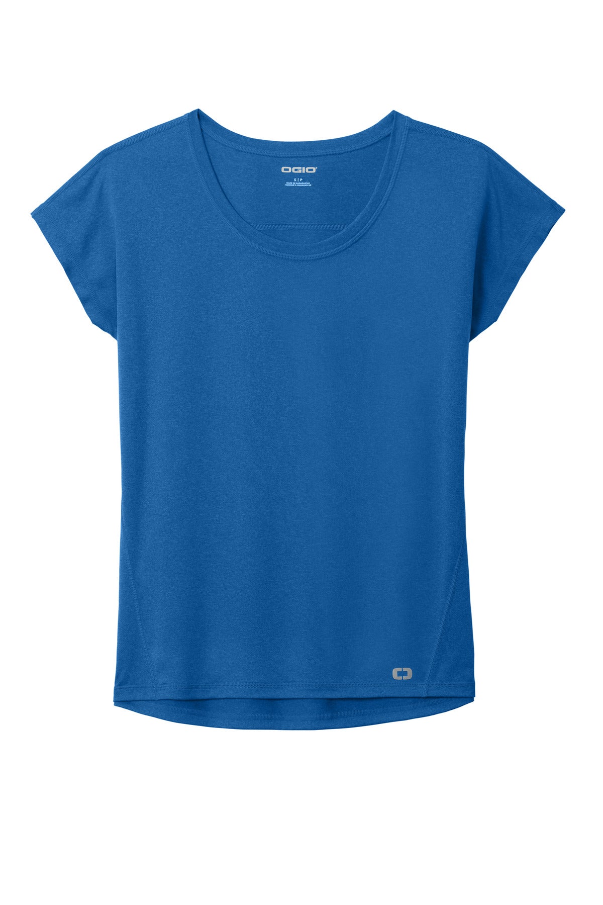 Front View of Electric Blue OGIO Women's Pulse Dolman Tee LOE324 plain