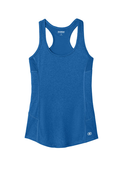 Front View of Electric Blue OGIO Women's Racerback Pulse Tank. LOE322 plain