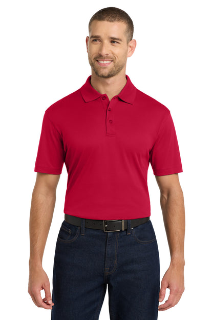 Front View of Engine Red Port Authority Rapid Dry Mesh Polo. K573 plain