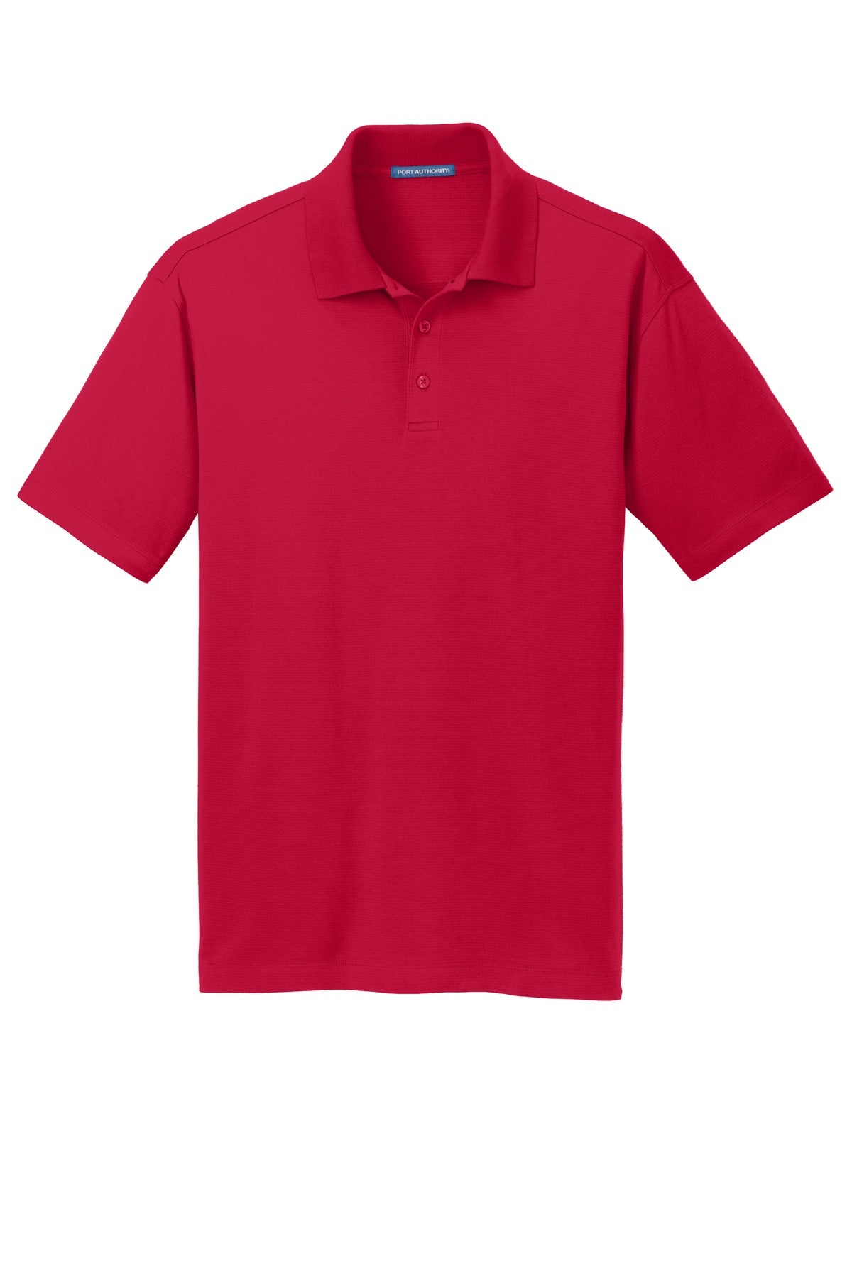 Front View of Engine Red Port Authority Rapid Dry Mesh Polo. K573 plain