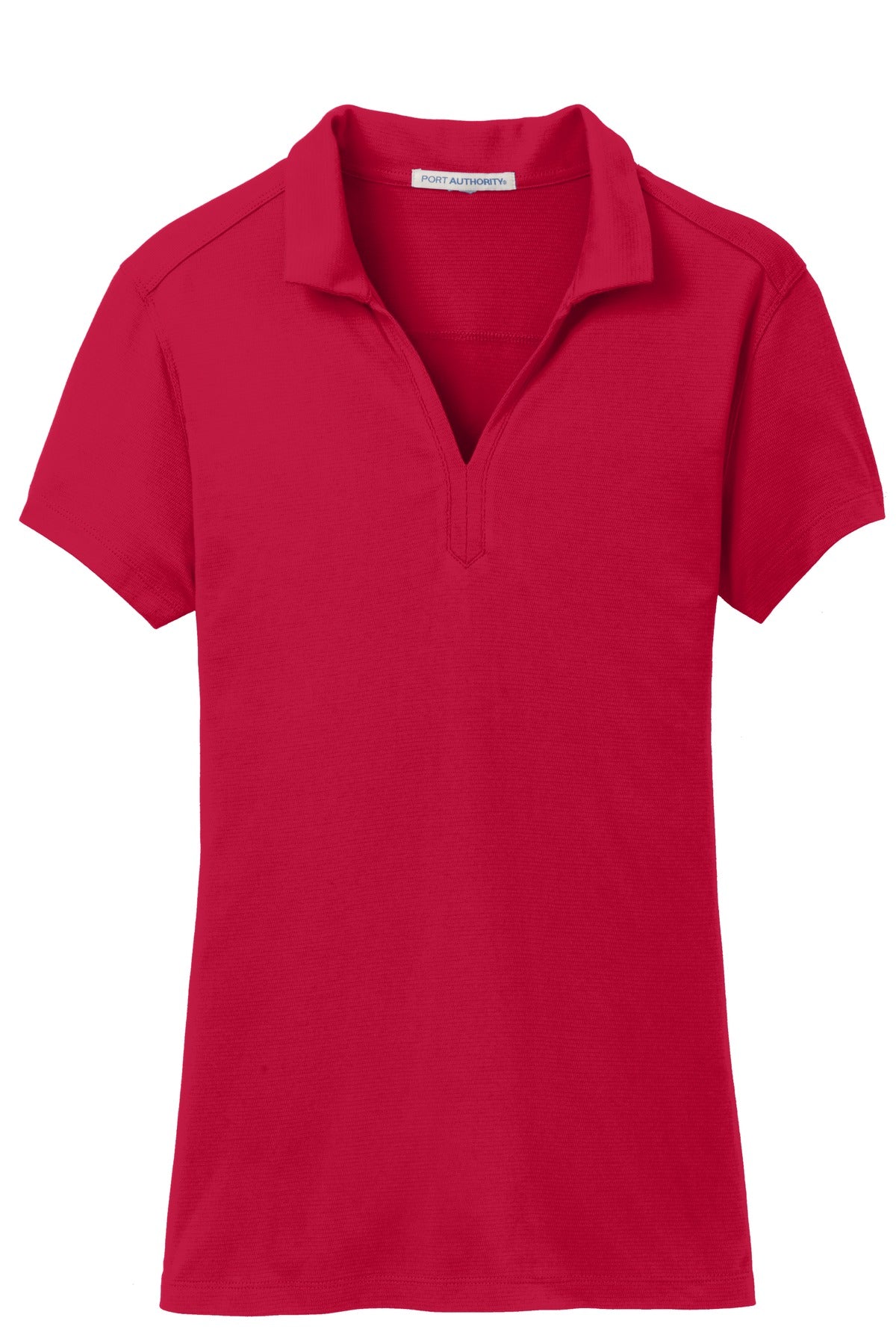 Front View of Engine Red Port Authority Women's Rapid Dry Mesh Polo. L573 plain