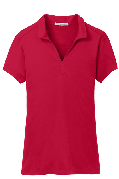 Front View of Engine Red Port Authority Women's Rapid Dry Mesh Polo. L573 plain