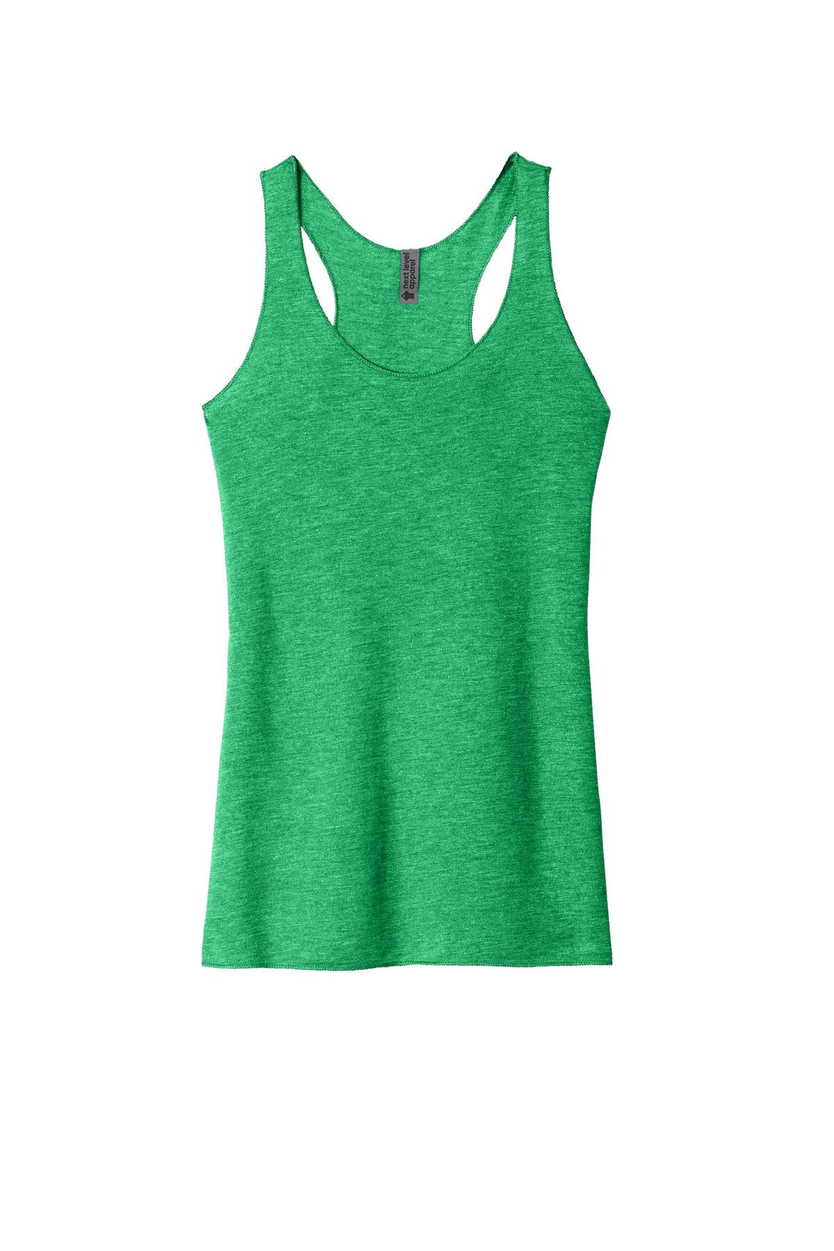 Front View of Envy Next Level Apparel Women's Tri-Blend Racerback Tank. NL6733 plain