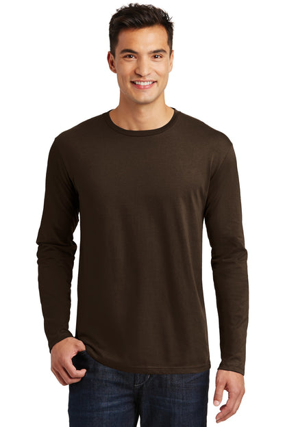 Front View of Espresso District Perfect Weight Long Sleeve Tee. DT105 plain