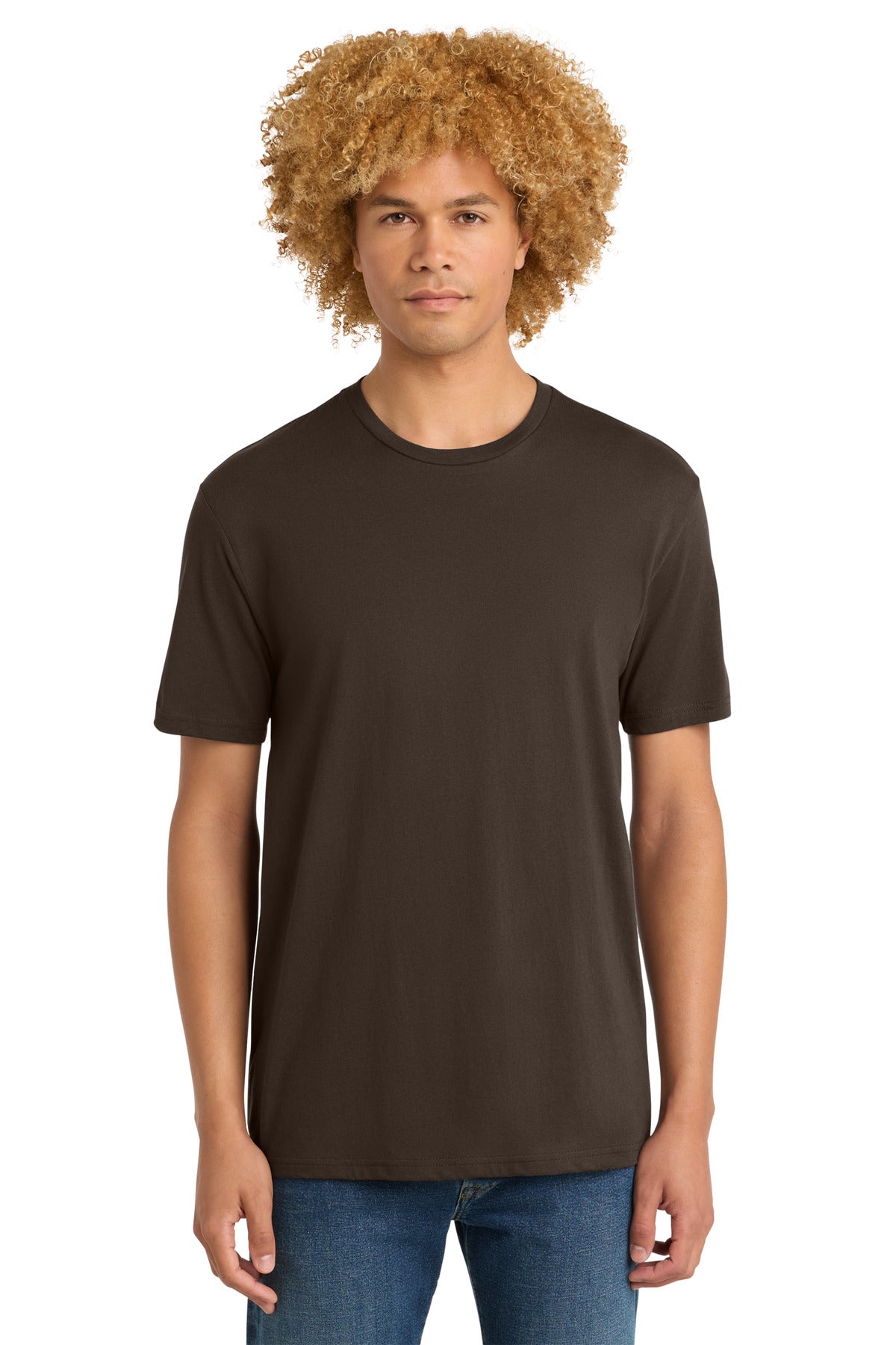 Front View of Espresso District Perfect Weight Tee. DT104 plain