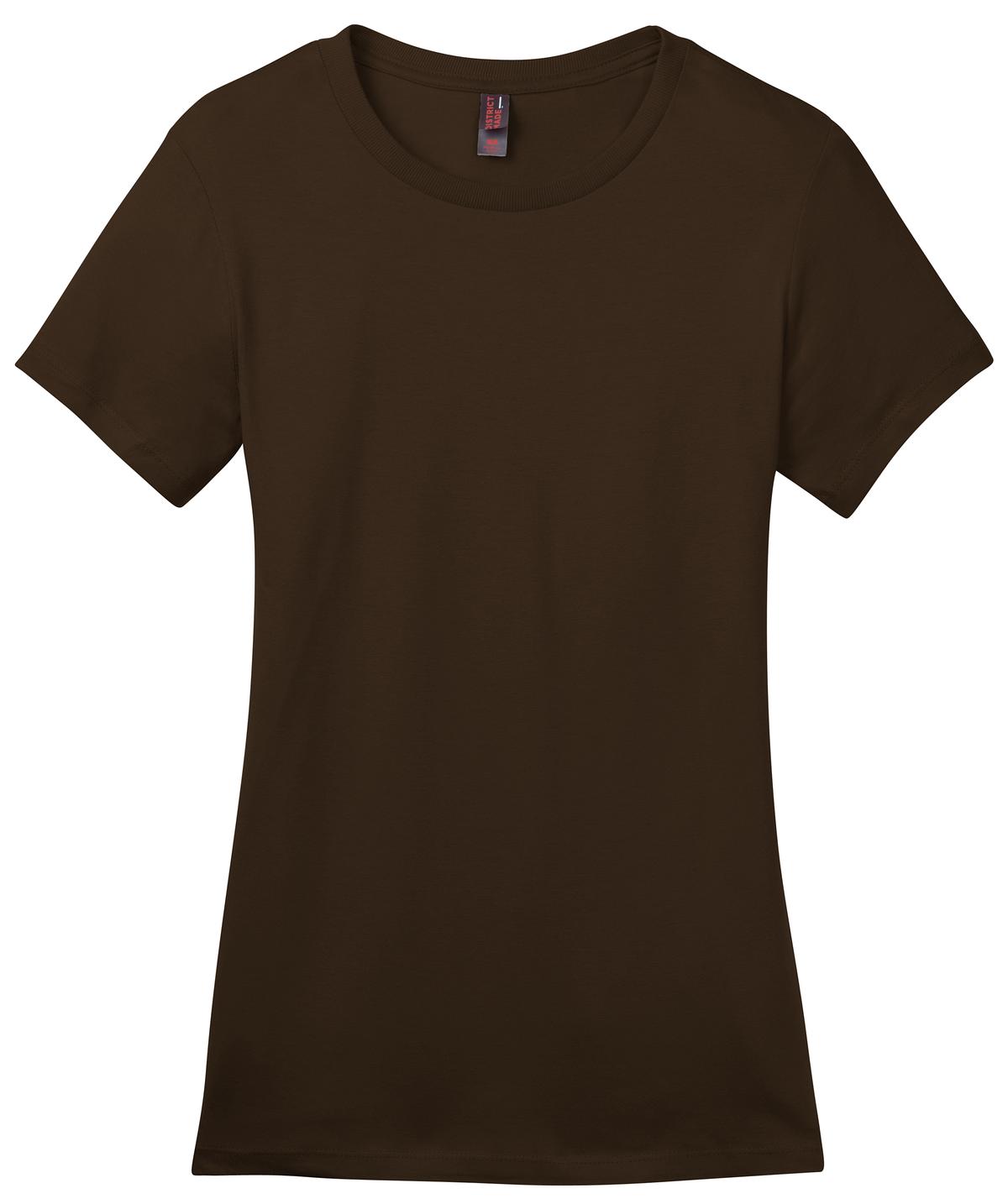Front View of Espresso District Women's Perfect Weight Tee. DM104L plain