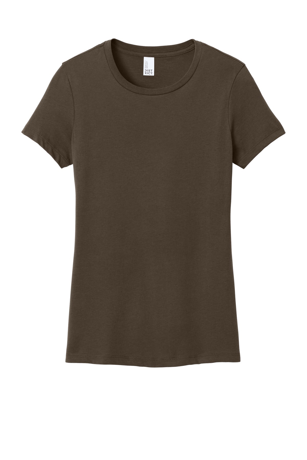 Front View of Espresso District Women's Perfect Weight Tee. DM104L plain