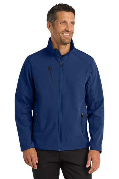 Front View of Estate Blue Port Authority Welded Soft Shell Jacket. J324 plain