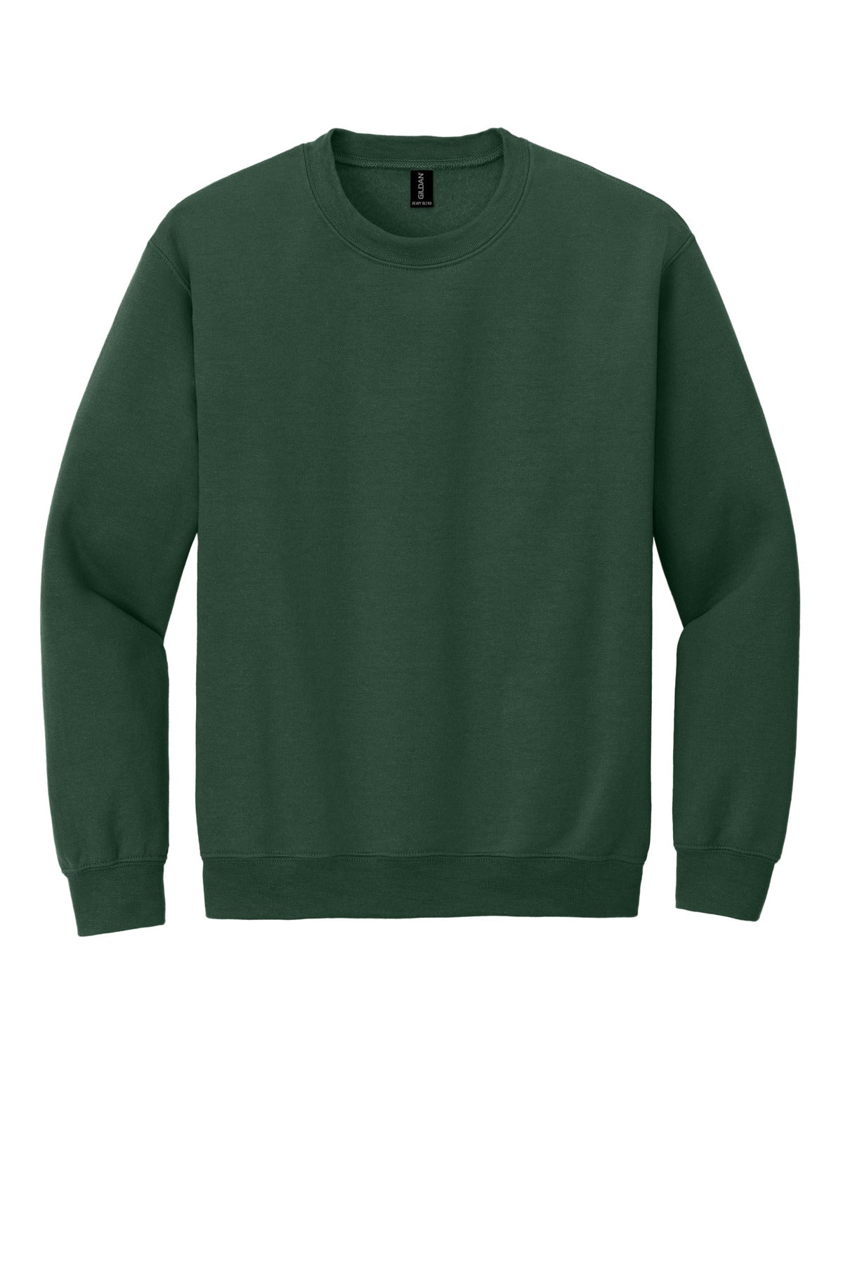 Front View of FanDkGreen Gildan Heavy Blend Crewneck Sweatshirt. 18000 plain