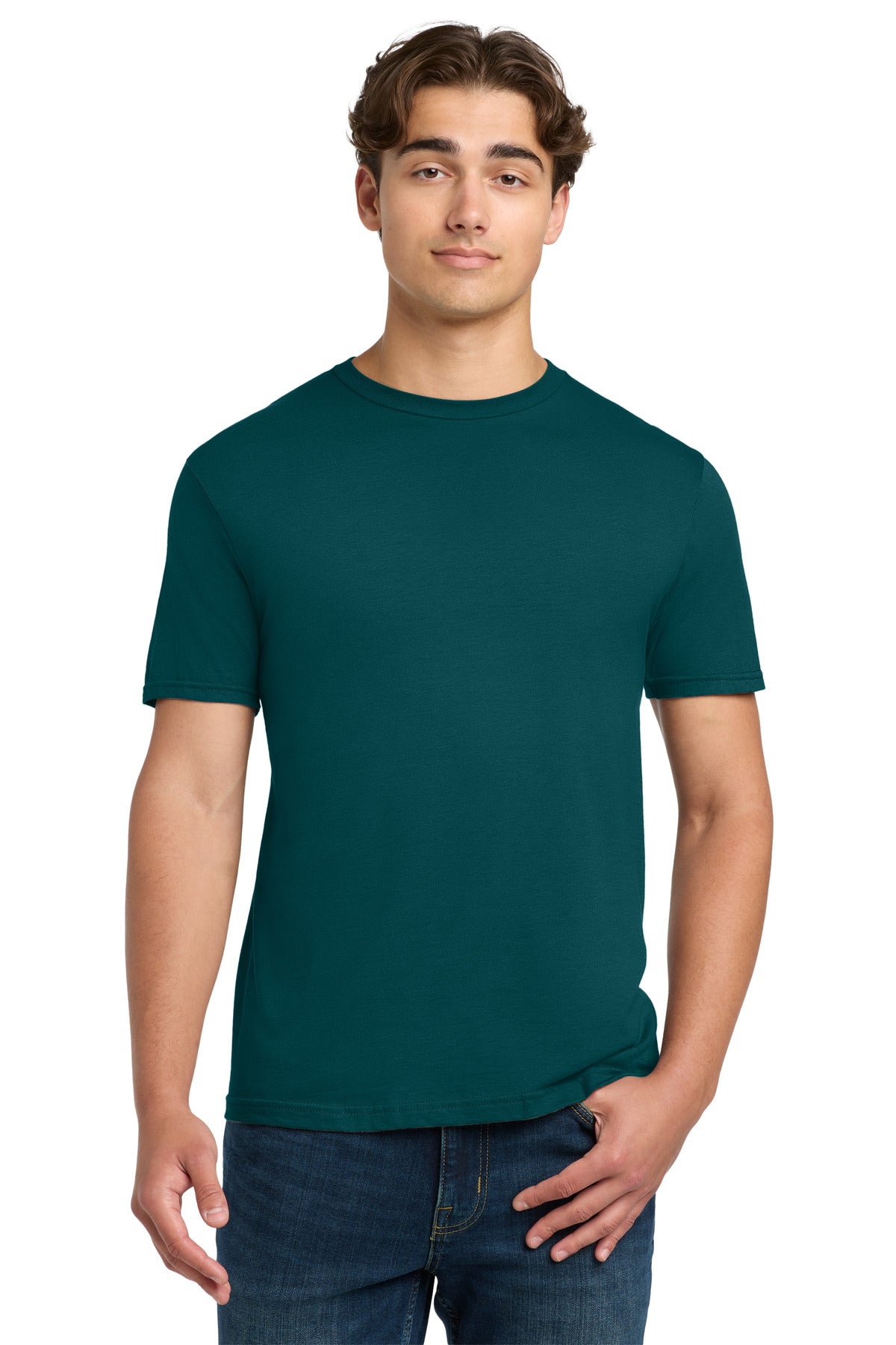 Front View of FanMrnGrn Gildan Softstyle T-Shirt. 64000 plain