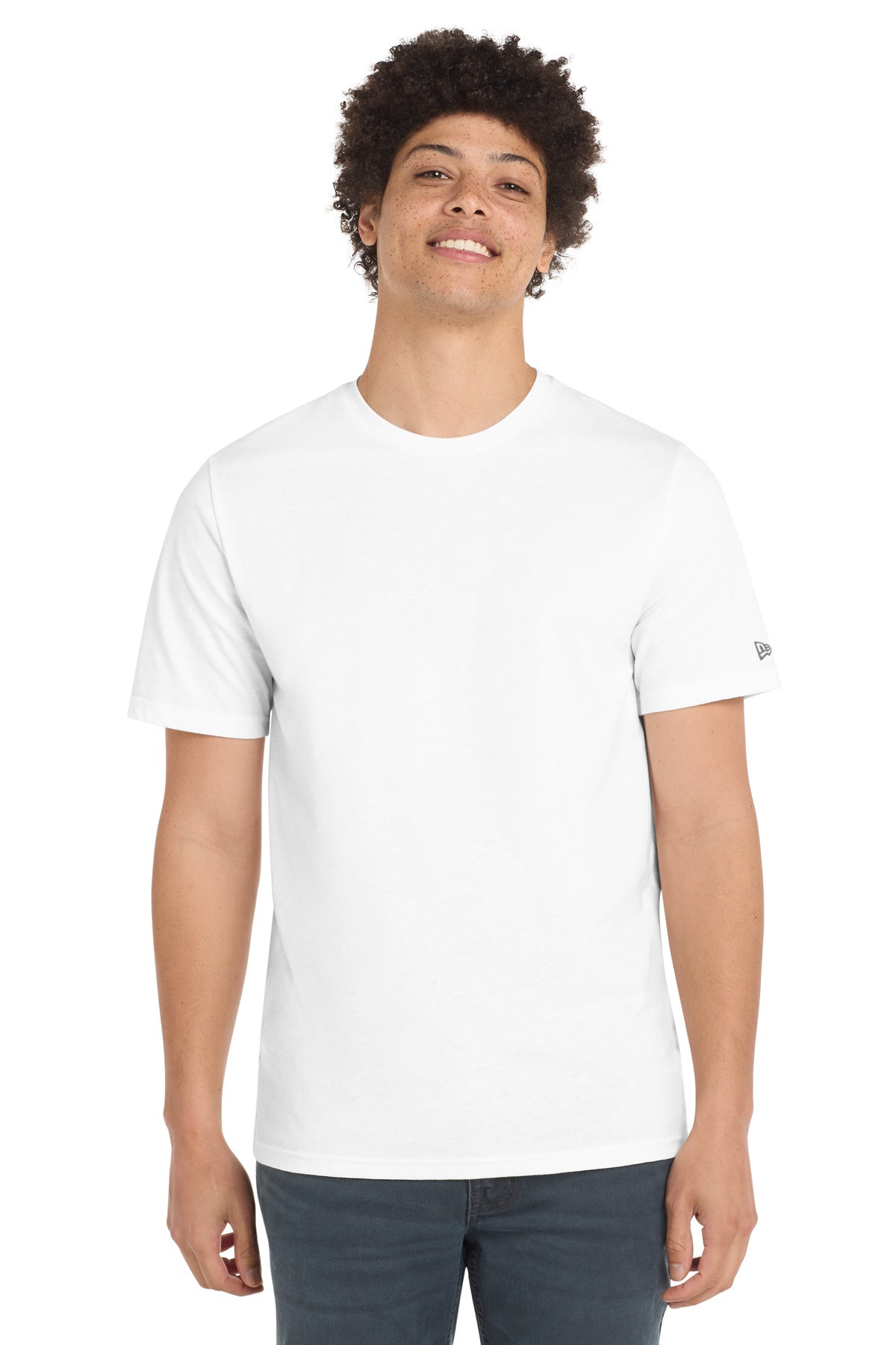 Front View of FanWhtSld New Era Tri-Blend Tee NEA135 plain