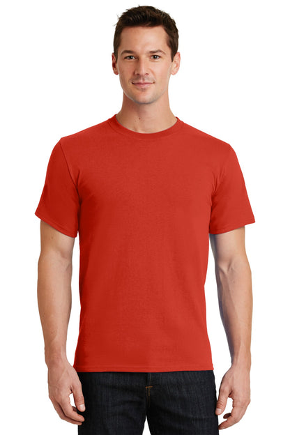 Front View of Fiery Red Port & Co Essential Tee. PC61 plain