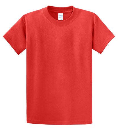 Front View of Fiery Red Port & Co Essential Tee. PC61 plain