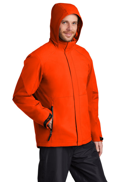 Front View of Fire Orange Port Authority Insulated Waterproof Tech Jacket J405 plain