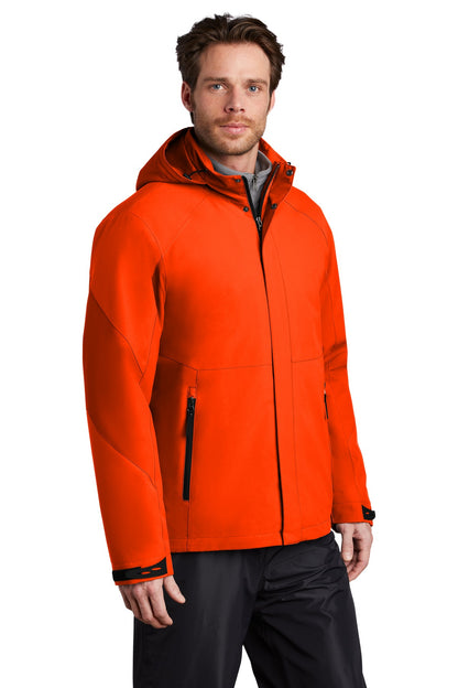 Front View of Fire Orange Port Authority Insulated Waterproof Tech Jacket J405 plain