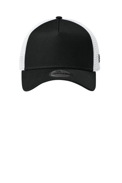 Front View of FlagBk/Wht New Era Snapback Trucker Cap. NE205 plain