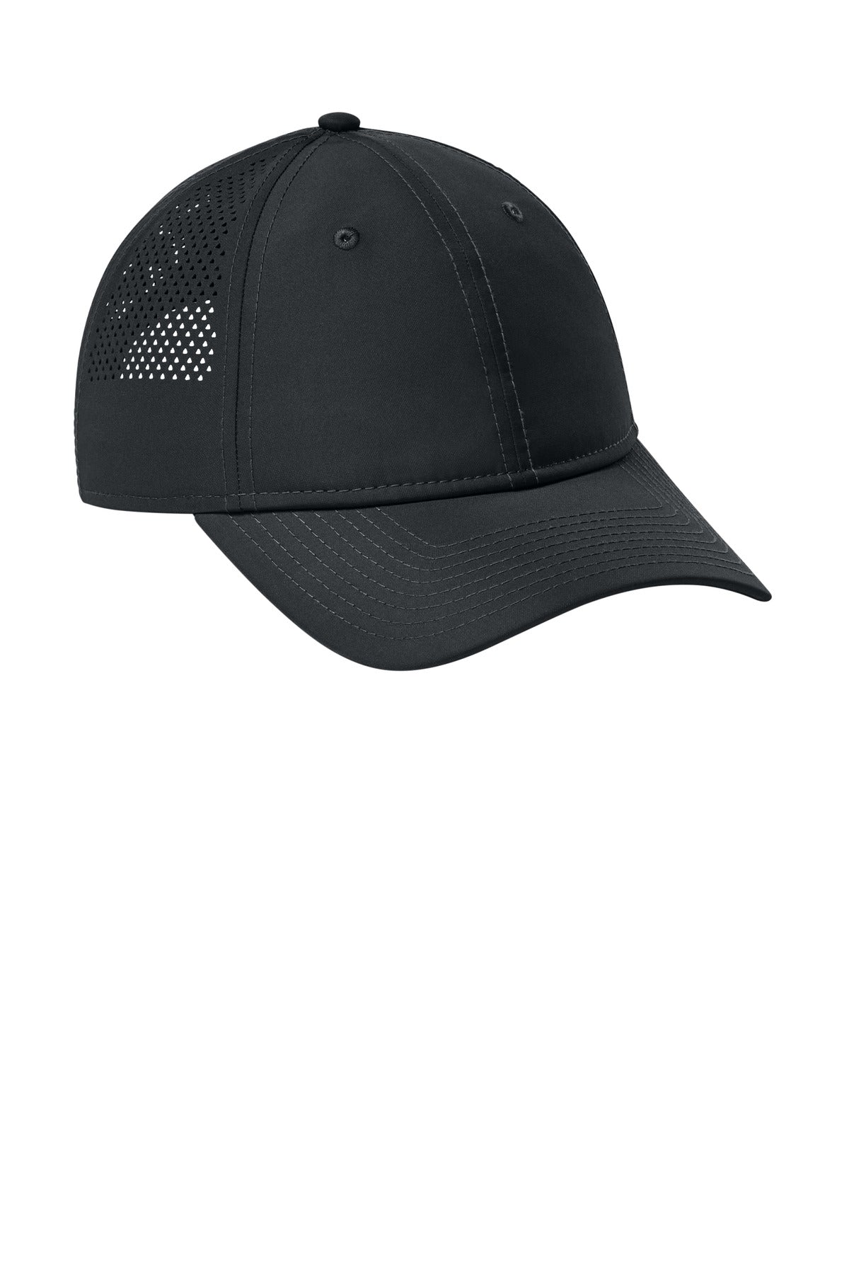 Front View of FlagBlack New Era Perforated Performance Cap. NE406 plain