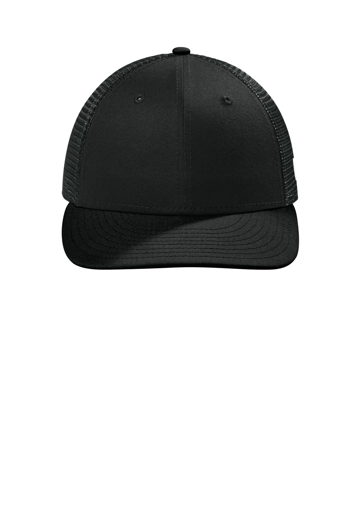 Front View of FlagBlack New Era Snapback Low Profile Trucker Cap NE207 plain