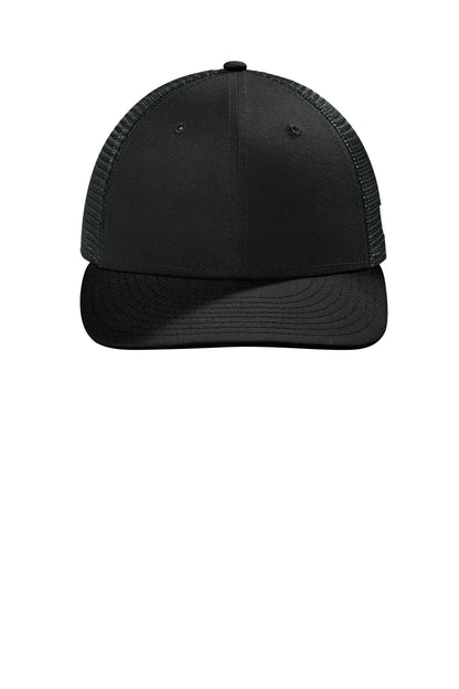 Front View of FlagBlack New Era Snapback Low Profile Trucker Cap NE207 plain
