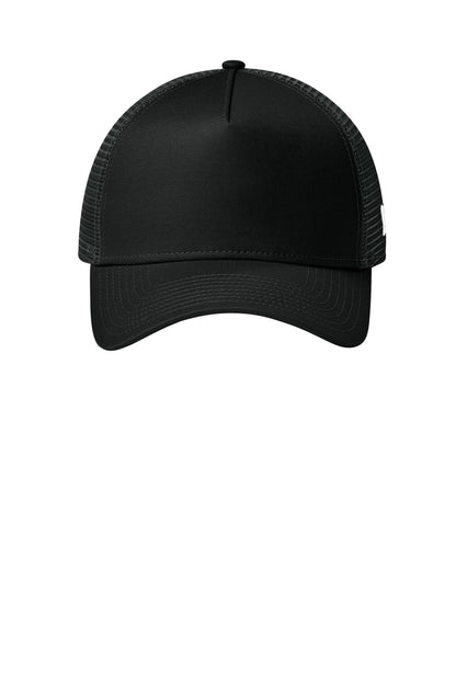 Front View of FlagBlk/Bk New Era Snapback Trucker Cap. NE205 plain