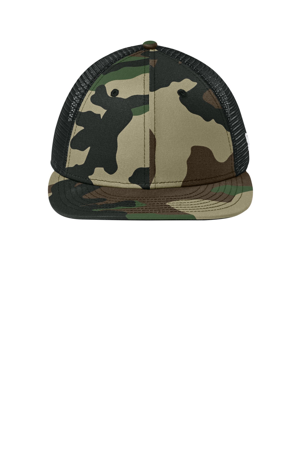 Front View of FlagCm/Blk New Era Snapback Low Profile Trucker Cap NE207 plain