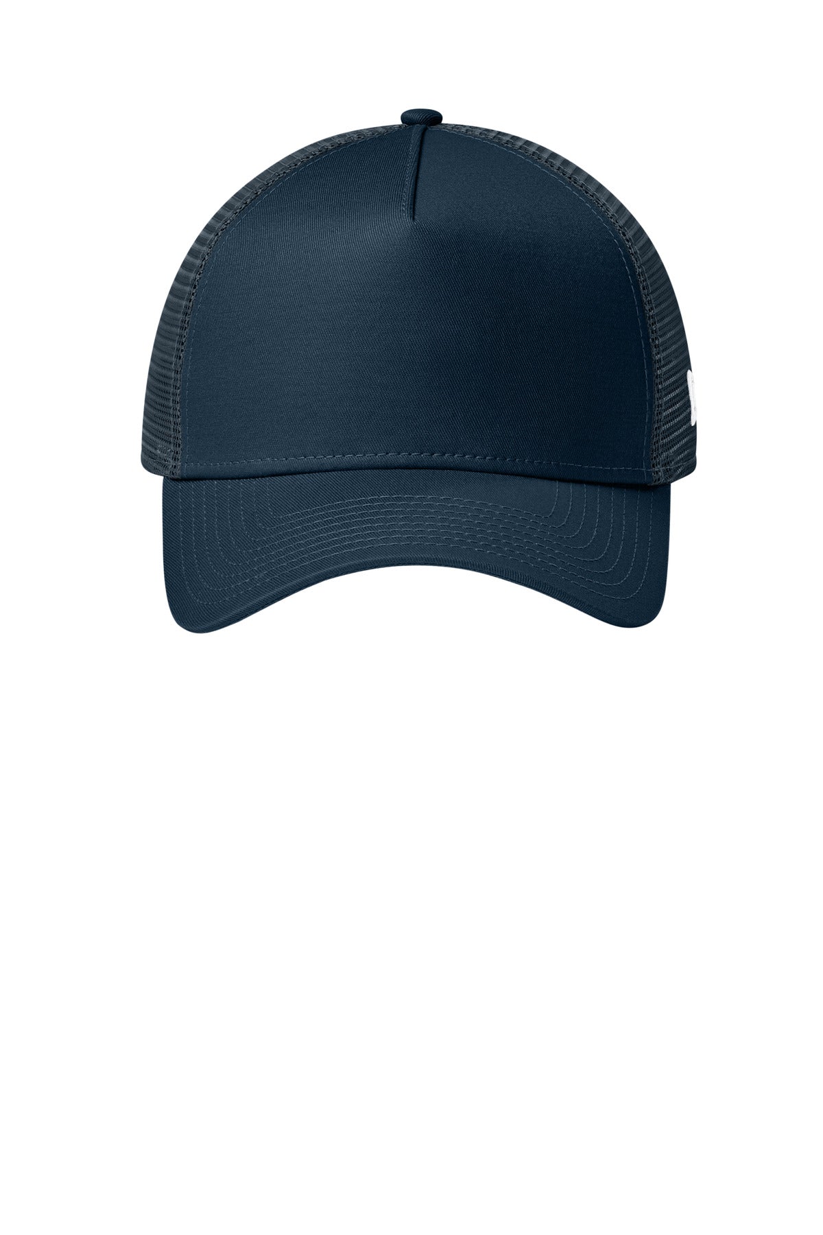 Front View of FlagDpNavy New Era Snapback Trucker Cap. NE205 plain