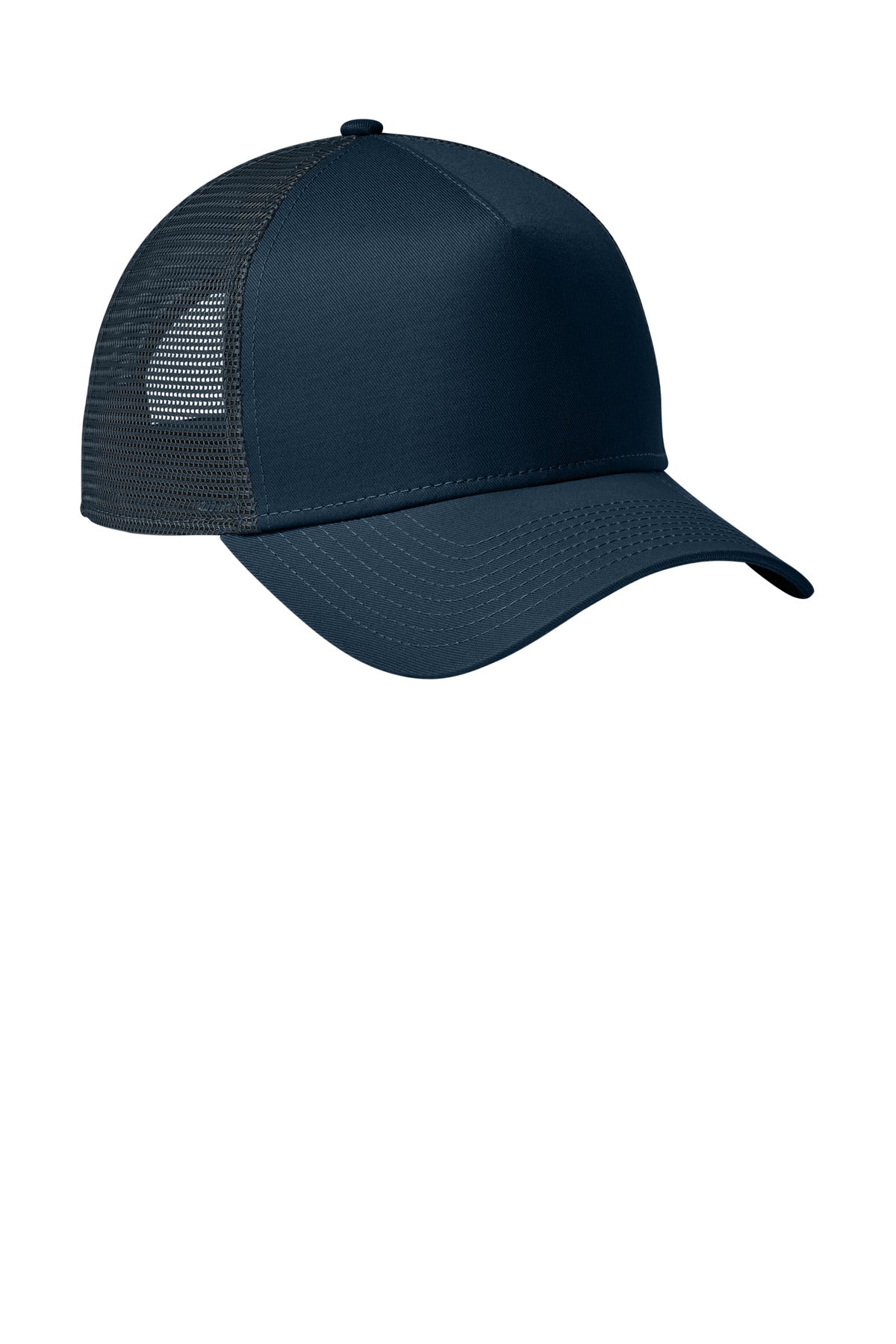 Front View of FlagDpNavy New Era Snapback Trucker Cap. NE205 plain