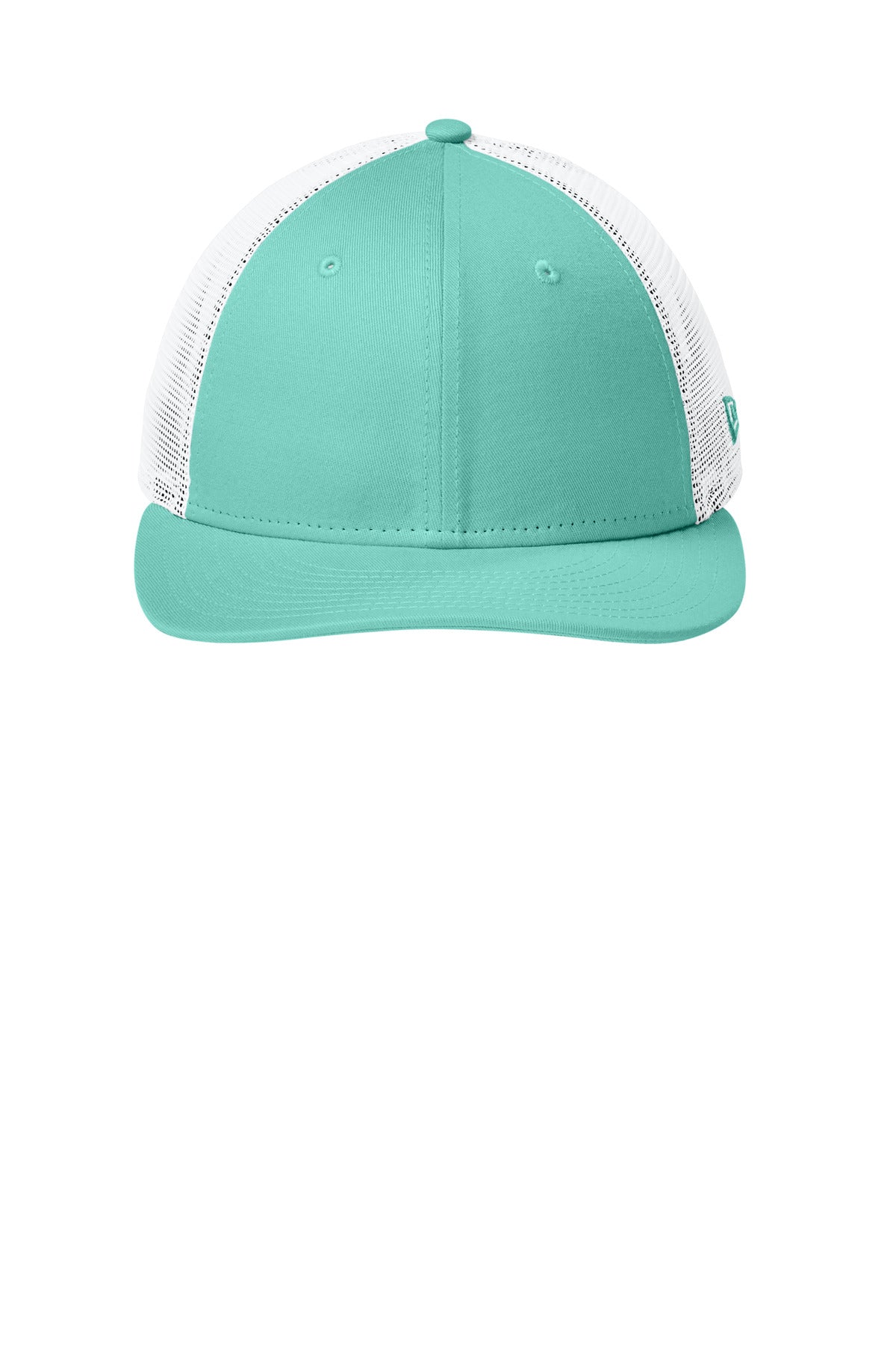 Front View of FlagMint/W New Era Snapback Low Profile Trucker Cap NE207 plain
