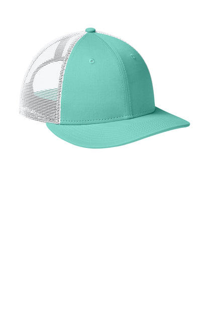 Front View of FlagMint/W New Era Snapback Low Profile Trucker Cap NE207 plain