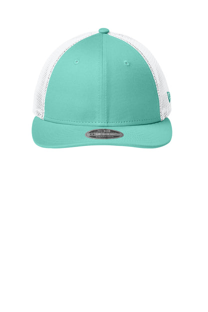 Front View of FlagMint/W New Era Snapback Low Profile Trucker Cap NE207 plain