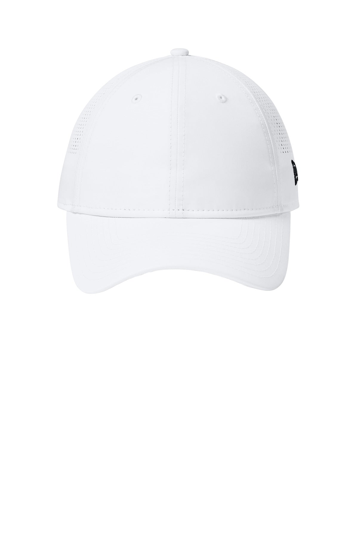 Front View of FlagWhite New Era Perforated Performance Cap. NE406 plain