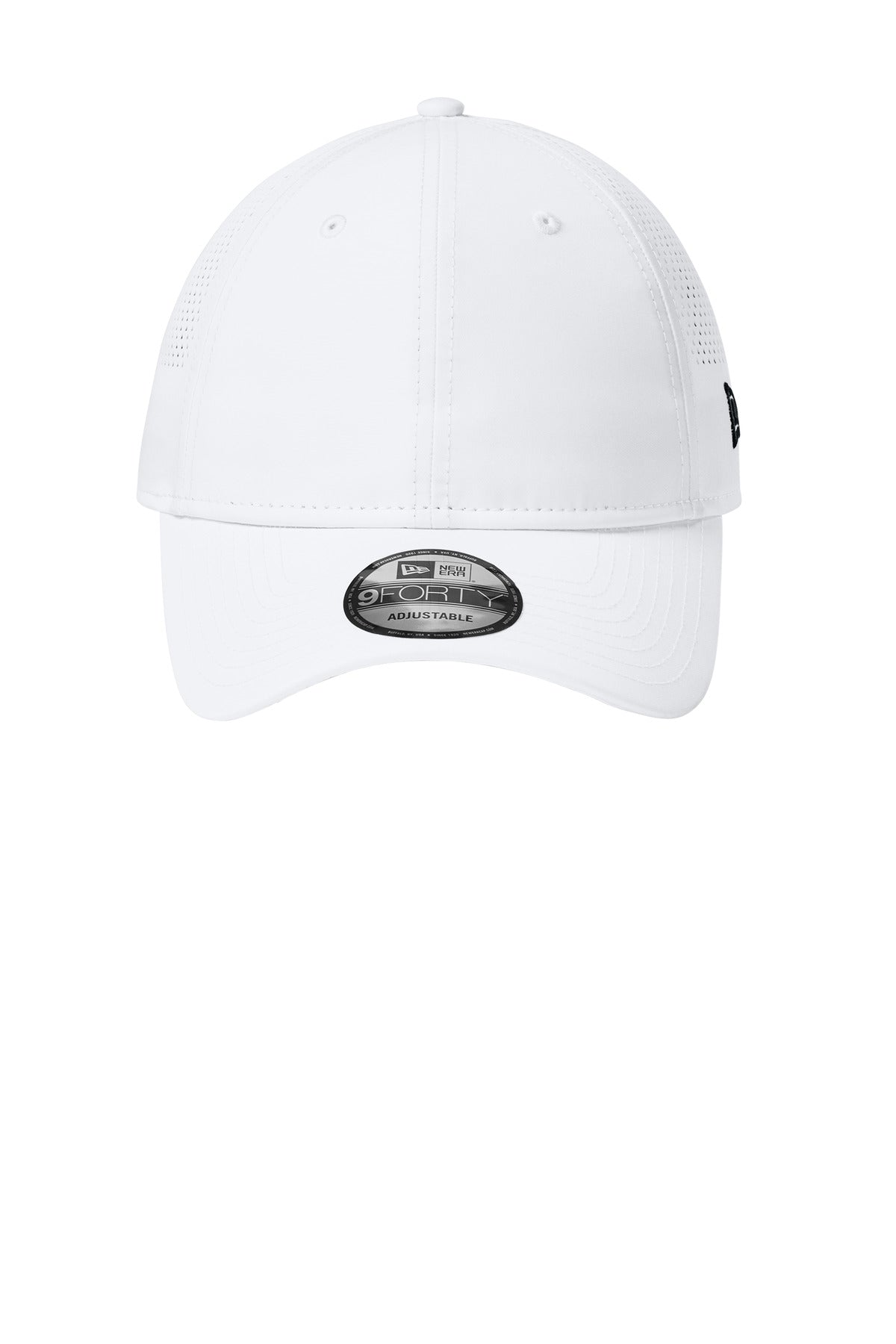 Front View of FlagWhite New Era Perforated Performance Cap. NE406 plain