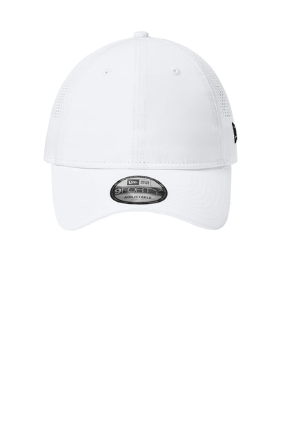 Front View of FlagWhite New Era Perforated Performance Cap. NE406 plain