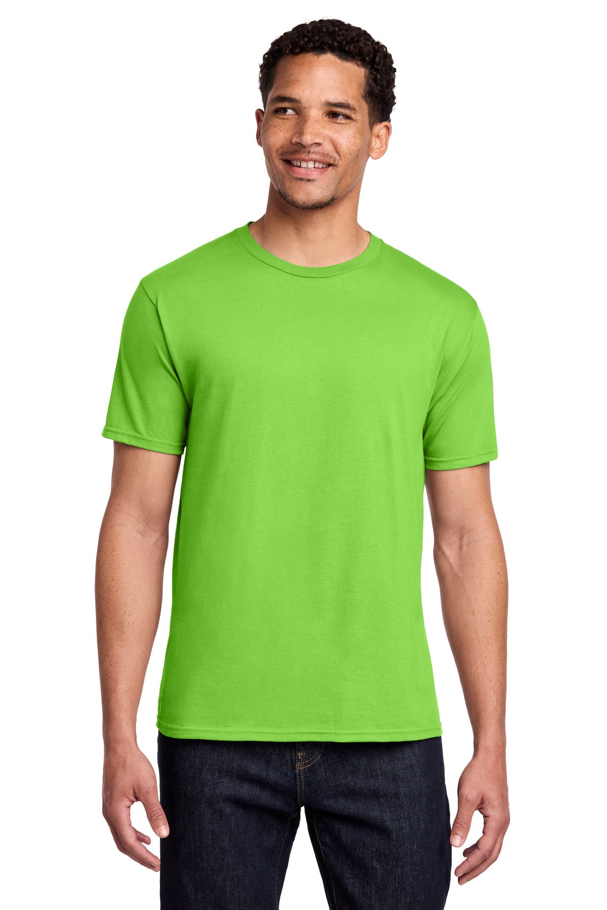 Front View of Flash Green Port & Co Fan Favorite Tee. PC450 plain