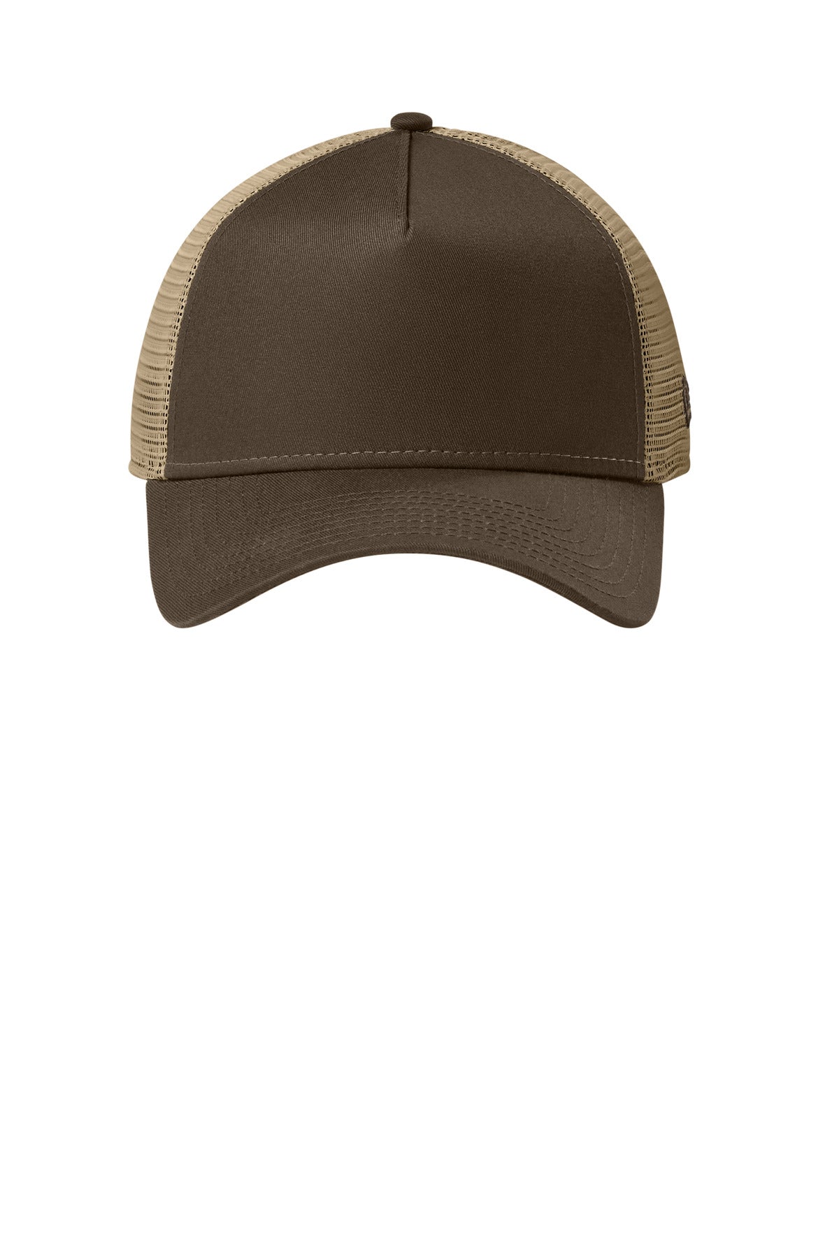 Front View of FlgChoc/Kh New Era Snapback Trucker Cap. NE205 plain