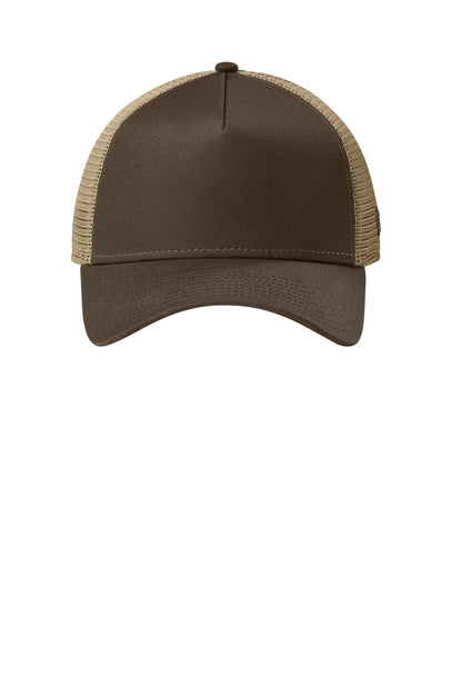 Front View of FlgChoc/Kh New Era Snapback Trucker Cap. NE205 plain
