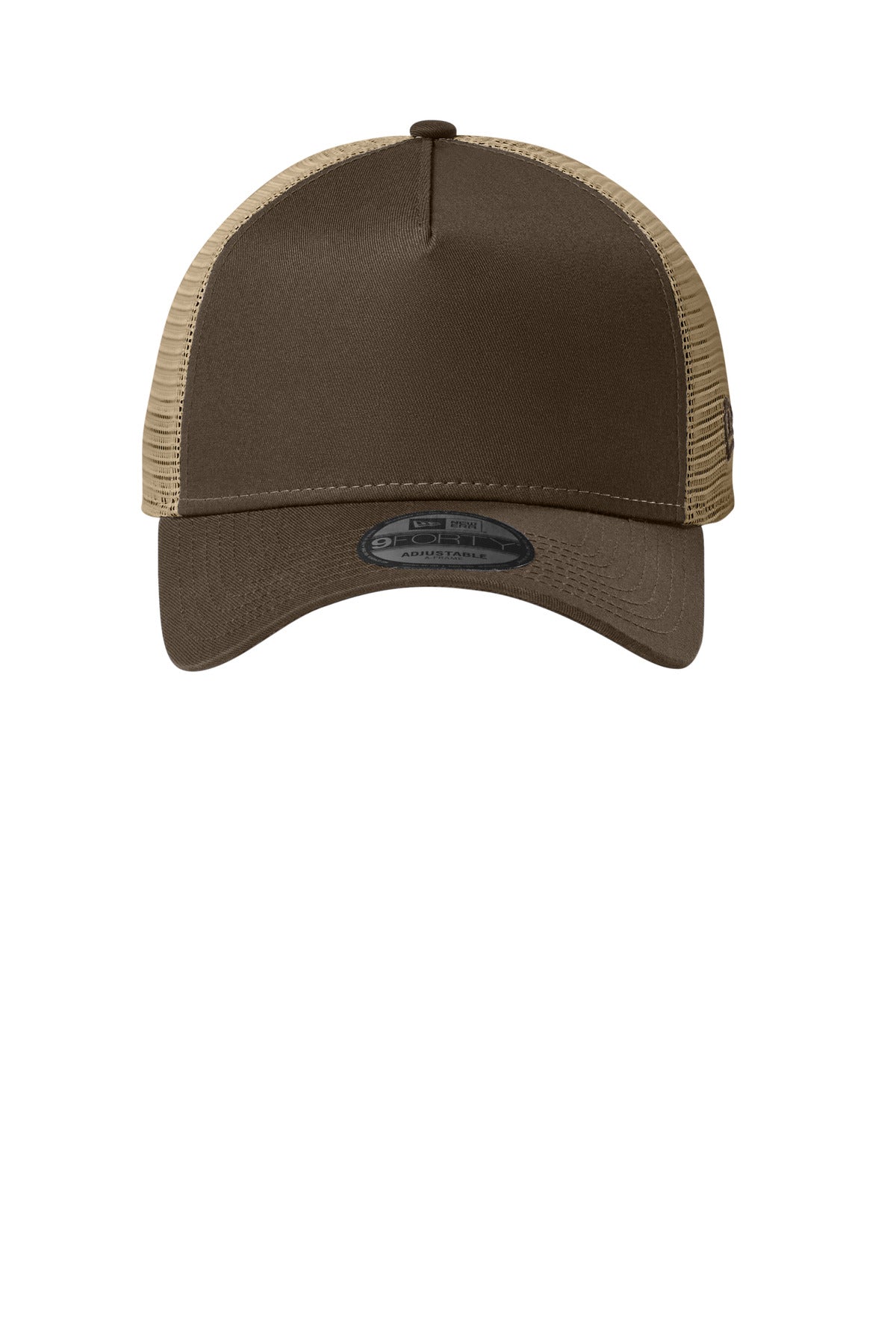 Front View of FlgChoc/Kh New Era Snapback Trucker Cap. NE205 plain