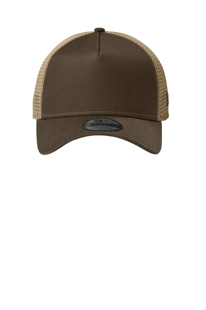 Front View of FlgChoc/Kh New Era Snapback Trucker Cap. NE205 plain