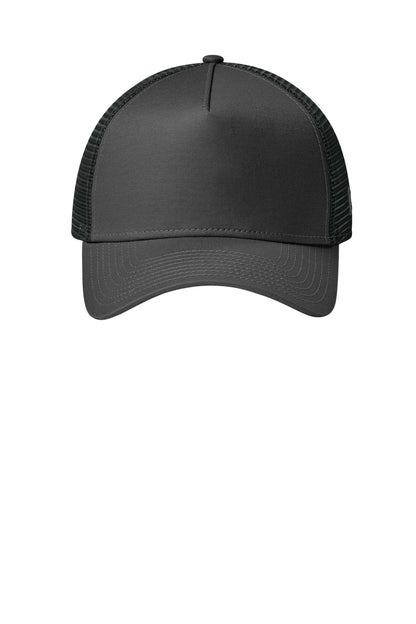 Front View of FlgGrph/Bk New Era Snapback Trucker Cap. NE205 plain