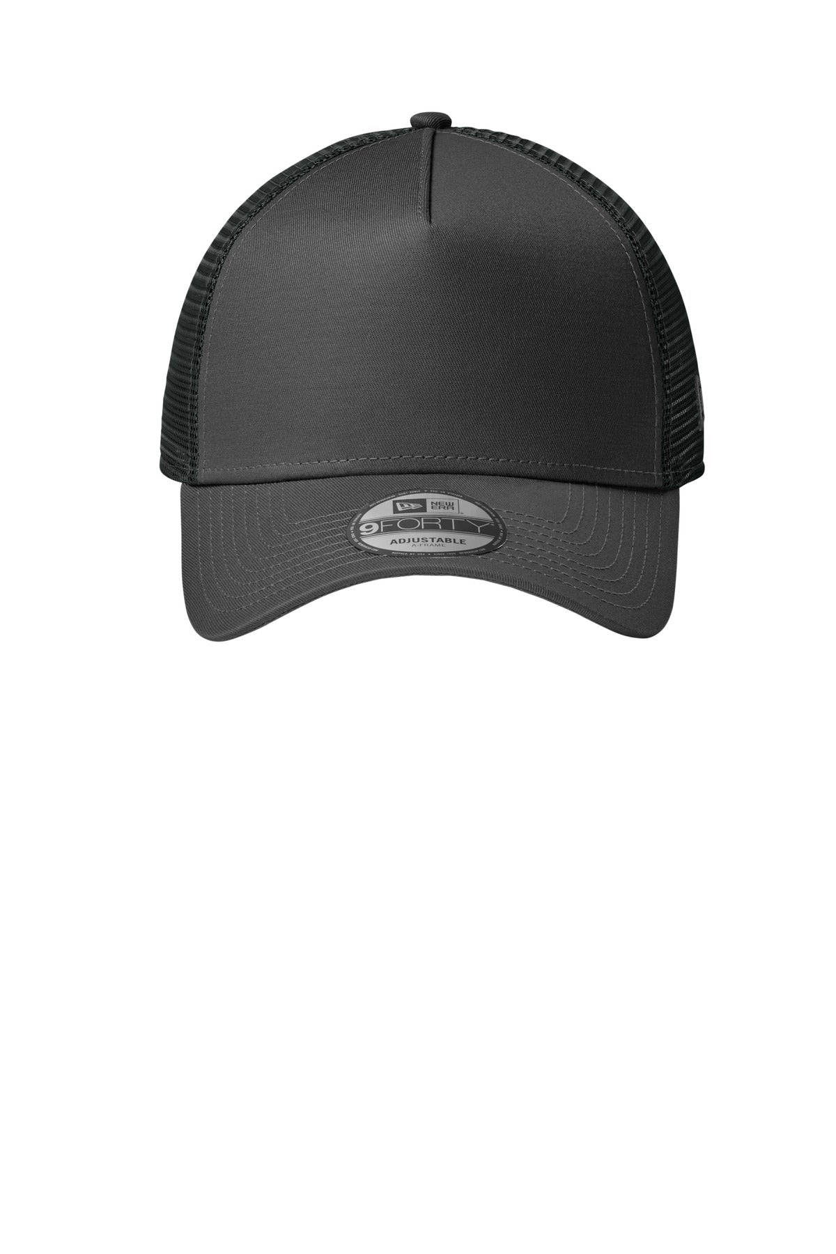 Front View of FlgGrph/Bk New Era Snapback Trucker Cap. NE205 plain
