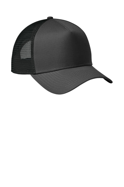 Front View of FlgGrph/Bk New Era Snapback Trucker Cap. NE205 plain