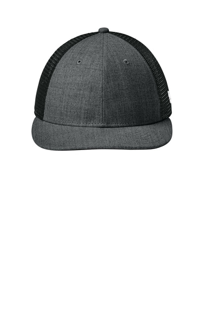 Front View of FlgHtGp/Bk New Era Snapback Low Profile Trucker Cap NE207 plain