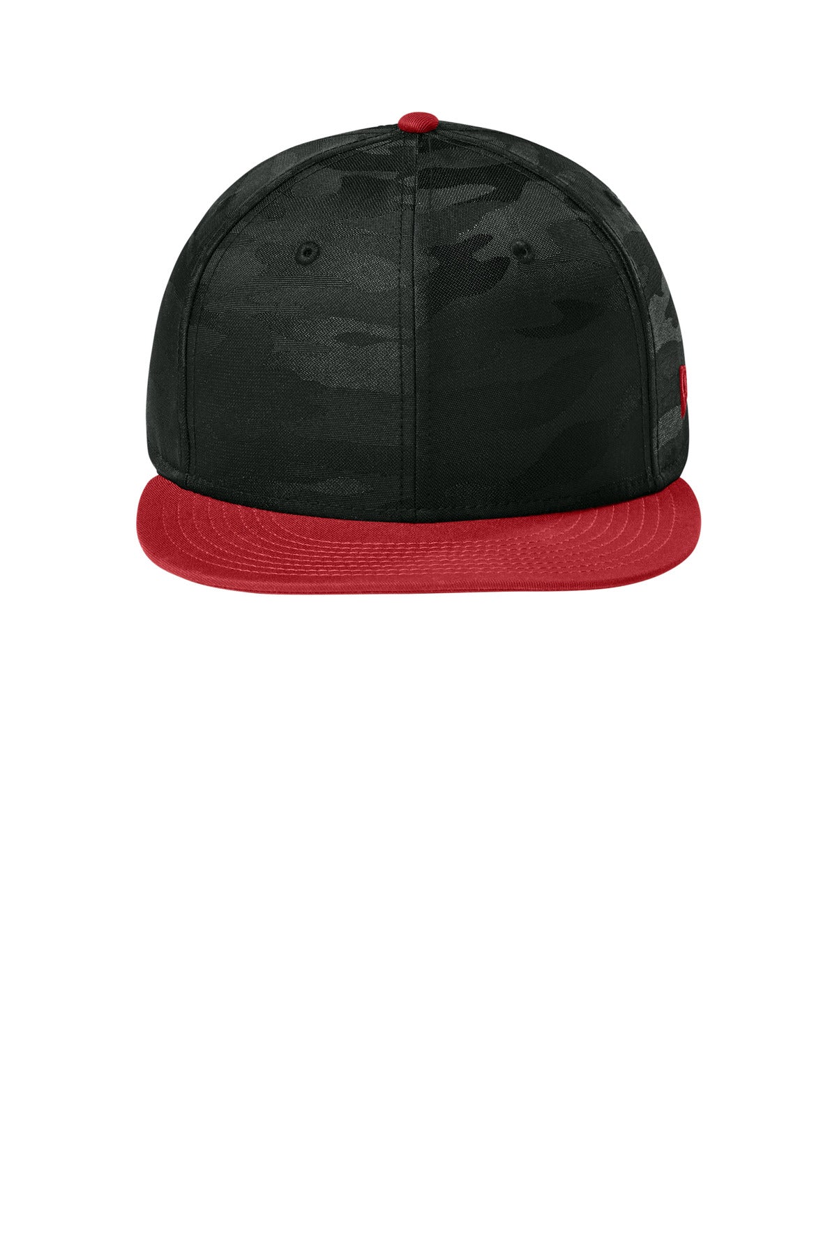 Front View of FlgSc/BkCm New Era Camo Flat Bill Snapback Cap NE407 plain