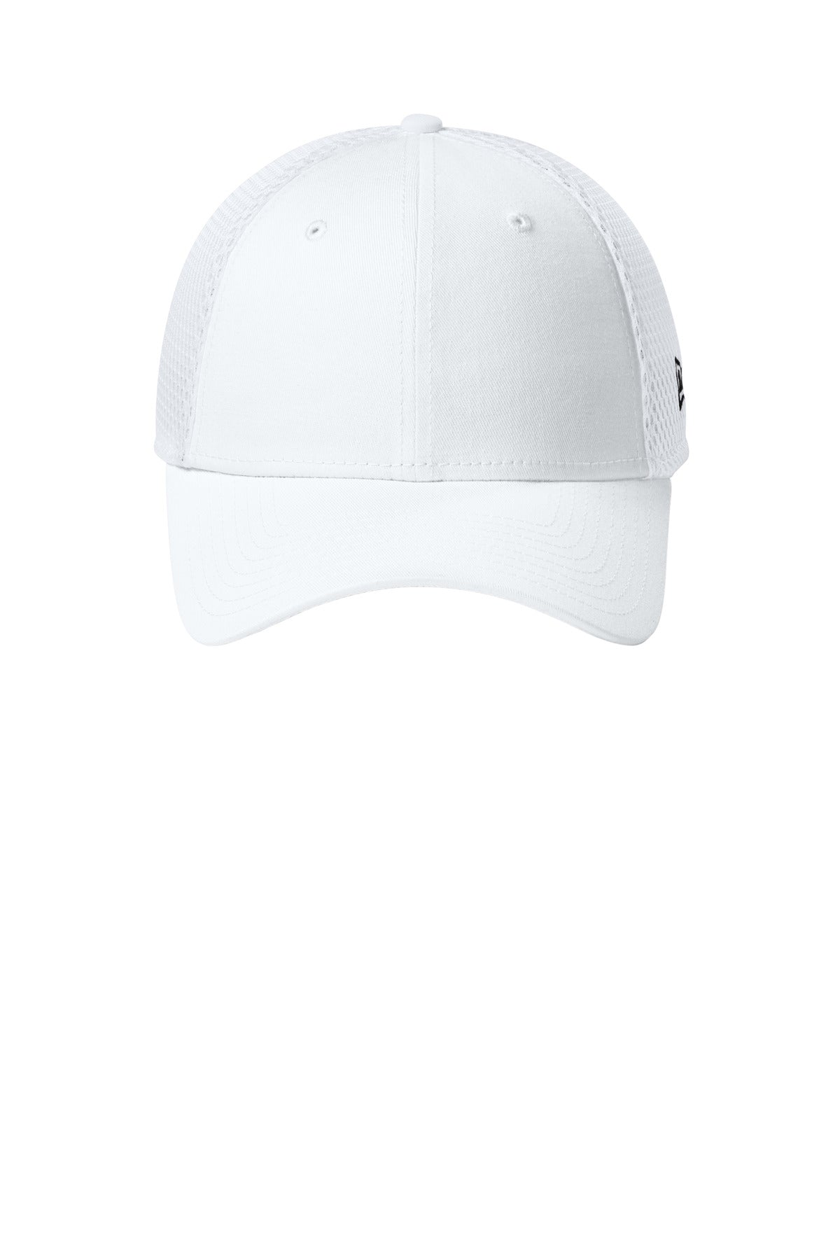 Front View of FlgWht/Wht New Era - Stretch Mesh Cap. NE1020 plain