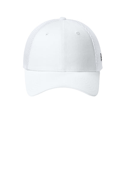Front View of FlgWht/Wht New Era - Stretch Mesh Cap. NE1020 plain