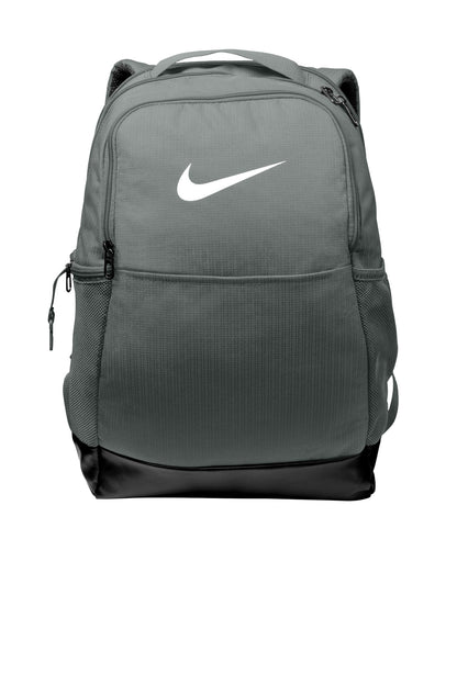 Front View of FlintGrey Nike Brasilia Medium Backpack NKDH7709 plain
